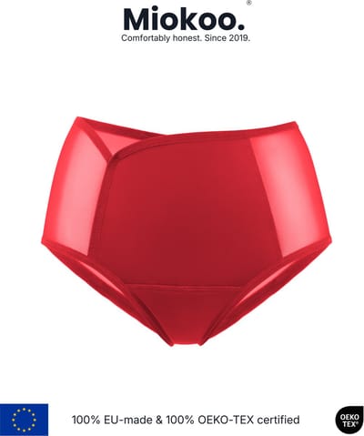 Miokoo® COCO Hoge taille Klassiek Rood – Tijdloos Comfort & Blijvende Kwaliteit – 100% EU-gemaakt - Oeko-Tex® Gecertificeerd (cert: 25.04.090) – ook verkrijgbaar in zwart – XXS tot 3XL – sneldrogend, zacht als een 2e huid ook de elastieken