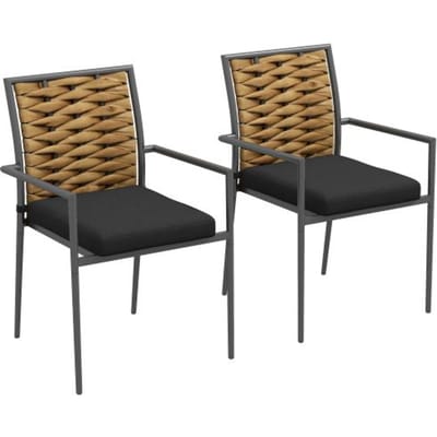 Chaise de jardin - Outsunny - Design moderne - Empilable - Confortable zwart