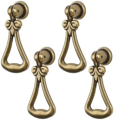 Dailygoods- Knoppen Vintage - Zinklegering - Antiek Brons - Driehoekige Ring - Decoratief Handvat - 4 Stuks - Meubelknoppen