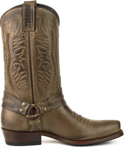 Mayura Boots 07 Bruin/ Motor Biker Western Dames Heren Spitse Laarzen Vlechtwerk Vast Spoor Gewaxt Leer Maat EU 37