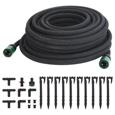 vidaXL - Druppelslang - 0,6'' - 25 - m - rubber - zwart