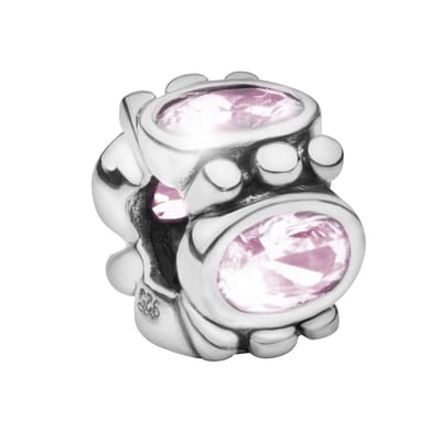 Quiges - 925 - Zilveren - Bedels -Sterling zilver - Beads - Zirkonia Roze Kraal Charm - Geschikt – voor - alle bekende merken - Armband Z622