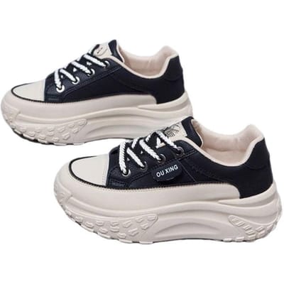 Dad Schoenen Dames Herfst Nieuwe Veelzijdige Dikke Zool Hoogteverhogende Hardlopen Casual Leer Ademende Sneakers 40 zwart