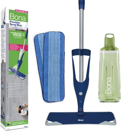 Bona Premium Spray Mop - Alles-in-1 Dweilsysteem - Vloerwisser met Spray - Inclusief Harde Vloer, Tegel/ Laminaat Reiniger & 2 Microvezel Reinigingspads - Dweil - Streeploos - Sneldrogend
