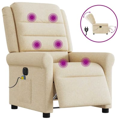 vidaXL - Massagestoel - elektrisch - verstelbaar - stof - crèmekleurig