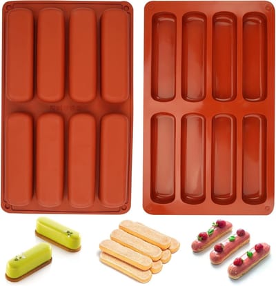 Set van 2 Siliconen Mallen voor Cereal Bars, Muesli, Brownies en Cheesecake - Antiaanbaklaag en Rectangulaire Vorm