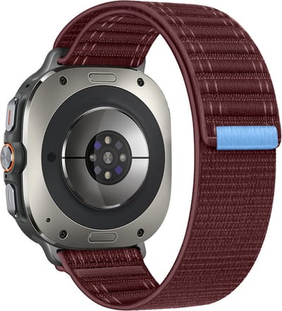 By Qubix - Compatible Samsung bandje - Nylon Wave band - Bordeaux - Geschikt voor Samsung Galaxy Watch Ultra / Ultra 2 - 47mm