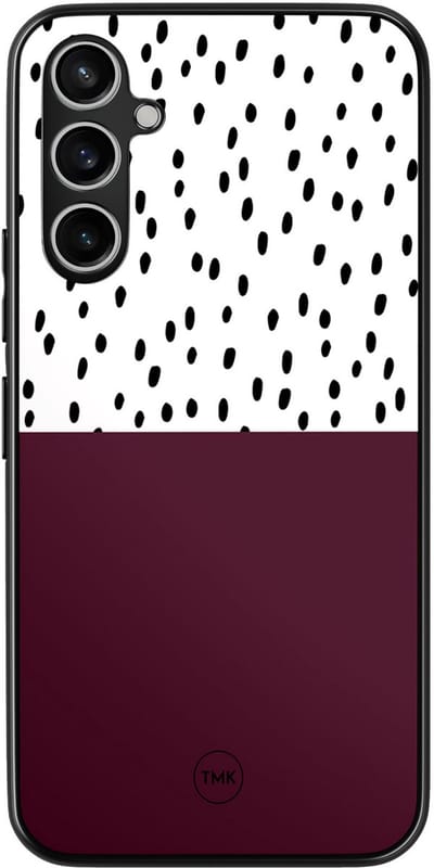 Hoesje geschikt voor Samsung Galaxy A54 - Burgundy dots - Paars - TPU case - Geometrisch patroon, Gestipt - Hardcase zwart telefoonhoesje