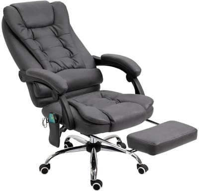 OKWISH Vergaderstoelen - Verstelbare Bureaustoel Met Massagefunctie - Draaibaar, Gevormde Rugleuning, Met Voetsteun Voor Thuiswerk - 65×70×119 cm - Polyester - Grijs