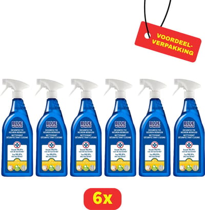Blue Wonder - Allesreiniger Spray Keuken - Hygiënische Schoonmaak - 6 x 750ml - Voordeelverpakking