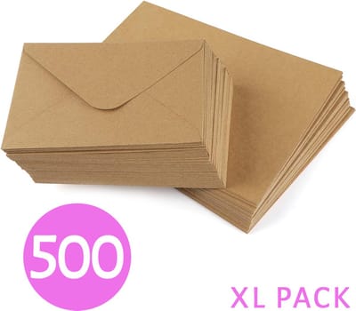 500x Bruine Kraft Enveloppen - C6 Formaat - Gerecycled Papier - Duurzame Keuze - Envelop A6 - 11 x 16 cm