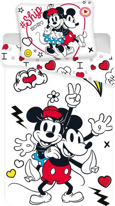 Disney Minnie Mouse Retro Heart Dekbedovertrek - Eenpersoons - 140 x 200 / 70 x 90 cm - Polyester