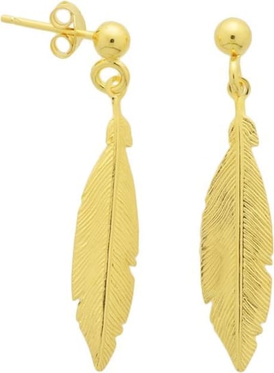 The Fashion Jewelry Collection Oorhangers Veer - Zilver Geel verguld