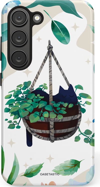 Casetastic Hoesje Geschikt voor Samsung S23 - Stijlvolle Beschermende Duo-layer Case - Hangkat