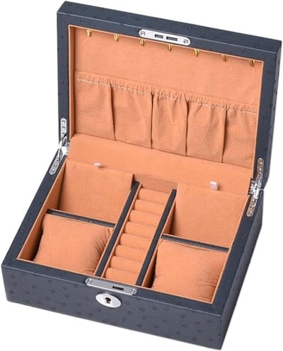 Horloge Box - Sieraden Opberger - Veilige Opslag - Multifunctioneel Ontwerp - 24x18x9 cm - Zwart