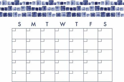 Roommates Muursticker Monthly Calendar 45,7 X 33 Cm Vinyl Blauw