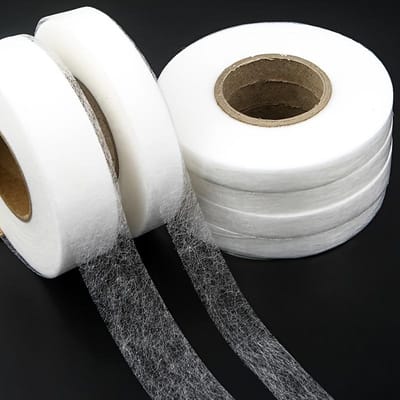 Tissu thermocollant non tissé double face Bande thermocollante pour ourlet Toile thermocollante Tissu thermocollant pour ourlet Couture Artisanat DIY 2cm Wide(60m)