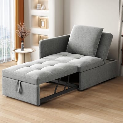 Bank Bed - Slaapbank - Multifunctioneel - Verstelbare Rugleuning - 70 x 180 cm - Grijs