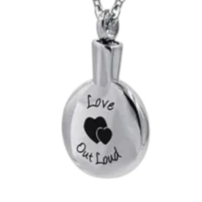 Aramat Jewels | Gedenkhangers | Ronde ashanger met hartjes – Love out loud | | | |20mm | Staal | Volwassenen | Verkleurd niet