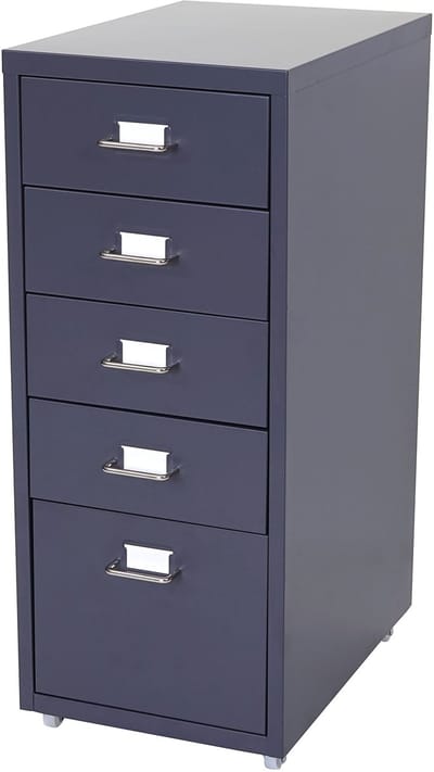Trolley kast Boston T851, stalen ladekast, 69x28x41cm 5 laden ~ donkergrijs