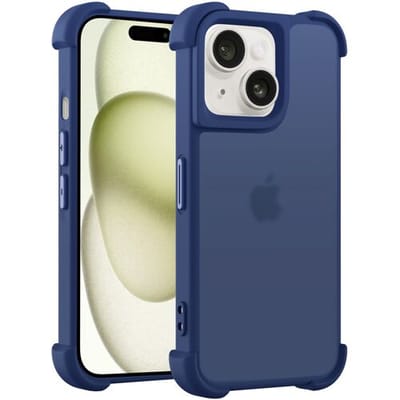 Coverzs matte Shock case geschikt voor iPhone 14 (donkerblauw) - shockbestendig, premium bescherming, duurzaam