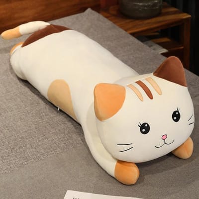 Squishy Kawaii Kat Poppen Pluche Speelgoed Liggend Knuffeldier Speelgoed Kat Zacht Kussen Kalmerend Cadeau 60cm
