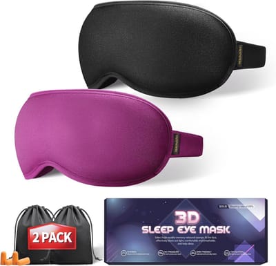 Gewogen Oogmasker - Traagschuim Blinddoek - Hoofdpijn Verlichting - Nul Oogdruk - 2 Stuks - Zwart