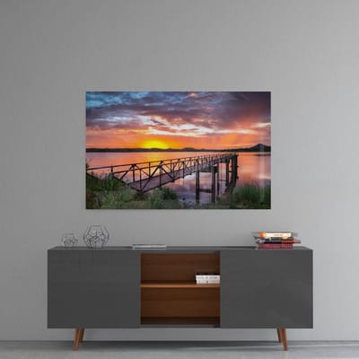 Insigne Glazen Schilderijen - Natuur - Landschappen - Zonsondergang - Geharde Glasschilderij - 110x70 cm - 4 mm