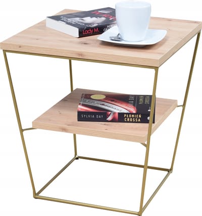 FutuStal Serie - Stalen Draden Tafel - Złoty Dąb Artisan - Kwadratisch - 43 cm