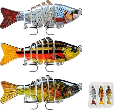 3 stuks Kunst Aas Set - Visaas - crankbait - pluggen met haak - Kunstaas - Rubberen vis - voor langzaam zinkend, glijdend en zwemmend, realistisch kunstaas, geschikt voor zout- en zoetwaterforel, zeebaars, snoek, snoekbaars, blauwe baars en zalm