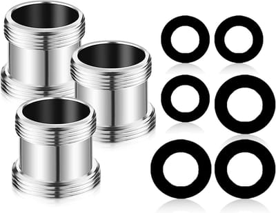3 Pcs Faucet Adapter - Male Thread M22 to M24 - Double Winded Thread Adapter - Brass Faucet Aerator Connector - Rubber Seal - Attachment voor Keuken en Badkamer