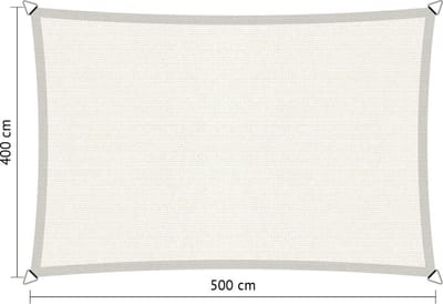 Compleet pakket: Shadow Comfort rechthoek 4x5m Arctic White met RVS bevestegingsset en buitendoek reiniger.
