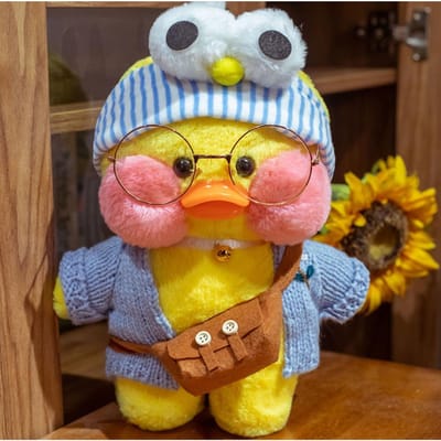Kleine Gele Eend 30cm Cafe Eend Pluche Speelgoed Knuffeldier Simulatie Schattig Meisje Verkleed Verjaardagscadeau