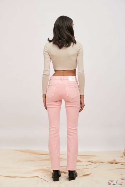 Broek Toxik3 hoge taille bootcut roze