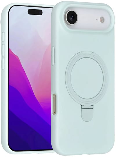 Backcover Hoesje Geschikt voor: iPhone Air Volledig Dekkende Schokbestendige Siliconen Backcover met Ringstandaard – 360° Bescherming - Mint Green
