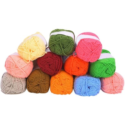 12 Couleurs Laine Coton Lait Crochet Fil à Tricoter Doux Chaud Laine Bébé blanc