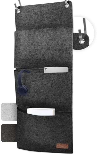 Famanu - Vilten hangorganizer met haken voor de deur, hangopslag muur, vilten organizer camper en camping, organizer hangend, hangrek in grijs