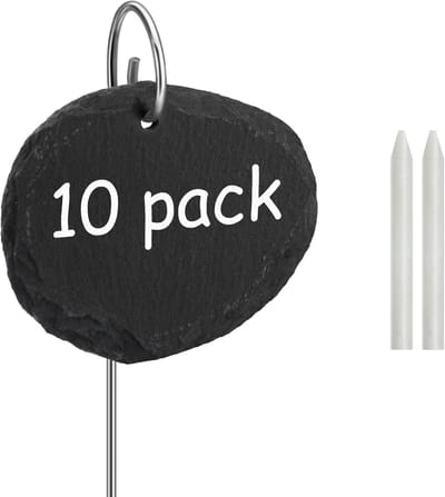 Weerbestendige Herbruikbare Plantlabels, Set van 10 Slate Platen met Metalen Stok, Ovaal voor Tuin en Planten