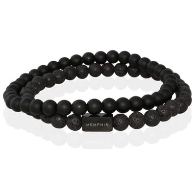 Memphis DUO Kralenarmbanden set Double Black-21cm