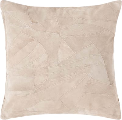 Homescapes patchwork leren kussen crème-beige, 45x45 cm