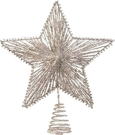Decoris Kerst piek - ster vorm - champagne - glitters - 25 cm - ijzer - kerstboompiek - kerstversiering