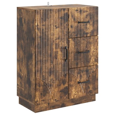 vidaXL - Dressoir - met - lade - Gerookt - eiken - 66 - x - 34,5 - x - 87 - cm - Bewerkt - hout