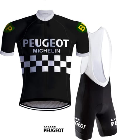 Retro Wielertenue Peugeot Zwart/Wit - REDTED - XS