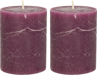 Atmospera Stompkaars/cilinderkaars - 2x - bordeaux rood - 7 x 9 cm - middel rustiek model