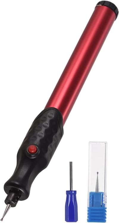 Elektrische Graveerpen - Graveermachine Handzaam - Objecten Personaliseren - Diamantpunt Slijtvast - 16 cm - Rood