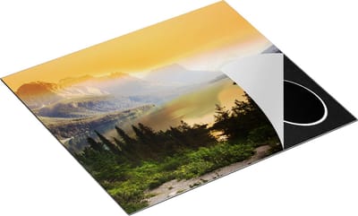 Chefcare Inductie Beschermer Bergen met een Meer in Nationaal Park Glacier - 60x50 cm - Afdekplaat Inductie - Kookplaat Beschermer - Inductie Mat