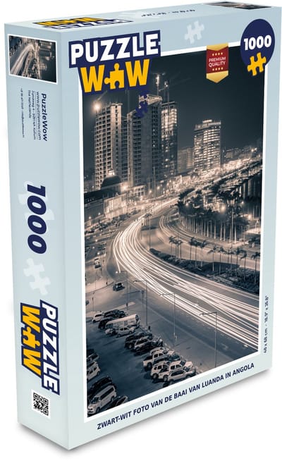 Puzzel Zwart-wit foto van de baai van Luanda in Angola - Legpuzzel - Puzzel 1000 stukjes volwassenen