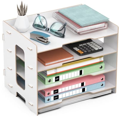 Dailygoods- Archieflade 4-laags - A4 Documenthouder - Bureauorganizer - Flexibele Planken - Eenvoudige Montage - Wit