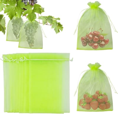 Dailygoods- Druivenbeschermzakken 50 stuks - 15 x 20 cm - Organza - Trekkoord - Duurzaam - Lichtgewicht - Transparant groen - Fruitzak