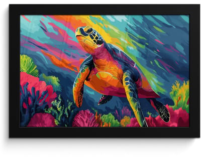 Poster in lijst - Fotolijst 30x20 cm - Posters - Koraal - Schildpad - Abstract - Water - Posterlijst zwart - Decoratie - Wanddecoratie woonkamer - Muurdecoratie slaapkamer